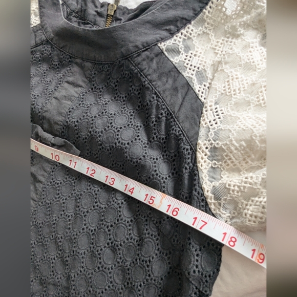 Last Call ⭐Anthropologie Girls From Savoy Molina Black White Eyelet Shift Dress - Picture 14 of 16